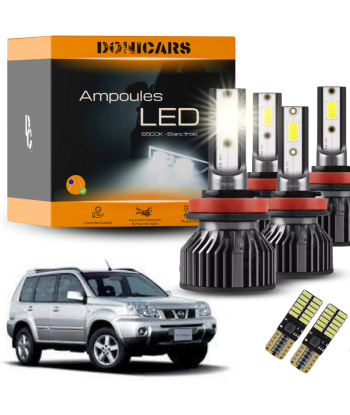 Kompletny pakiet x4 żarówek LED H4 Nissan X-Trail T30 (2001 - 2007) + Światła pozycyjne LED T10 est présent 